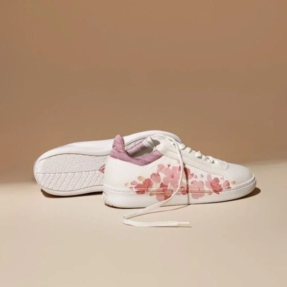 VIVAIA Floral Canvas Sneakers White Pink Casual Comfort Women's size‎ EU/40 US/9